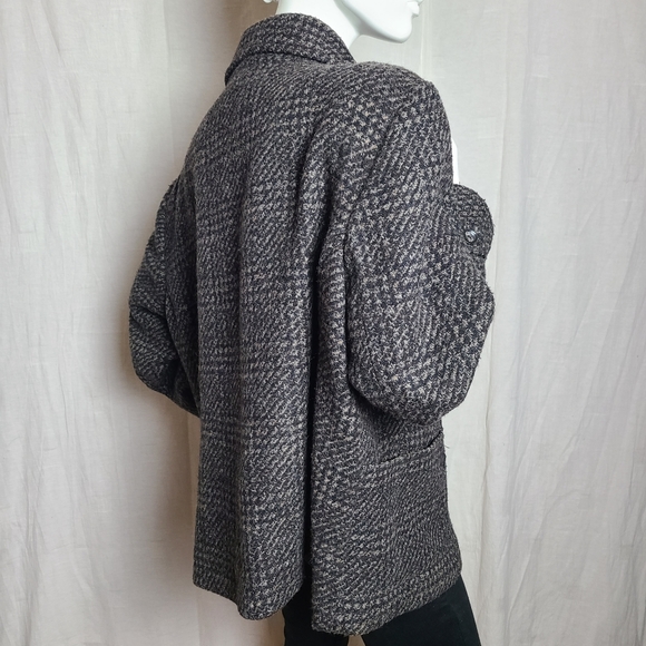 Dalia Collection Brown Houndstooth Wool Blend Double Breaster Blazer Coat - Picture 7 of 15